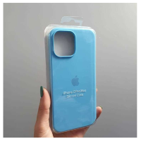 Silicone Case iPhone 13 Pro Max бледно-голубой Накладка силиконовая под оригинал "с логотипом" закрытая 00-00044571 (МСК)