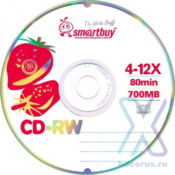 Диск перезаписываемый CD-RW  Smartbuy 4x-12x 80 min sp/100 оптом