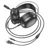 Проводные наушники HOCO W109 Rich, USB+Jack 3.5mm, черный 6942007609005 (МСК) оптом