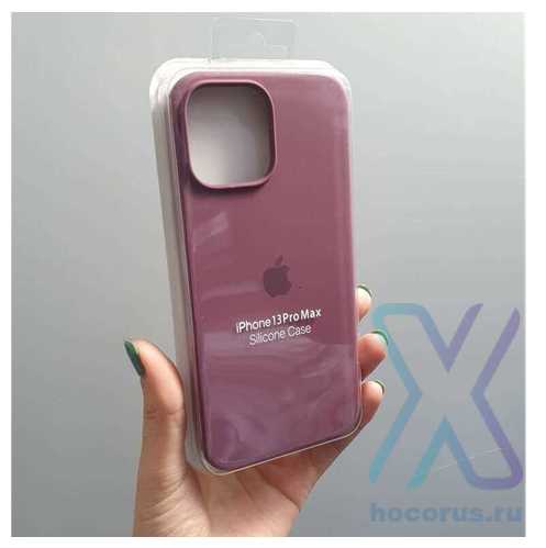 Silicone Case iPhone 13 Pro Max бордовый Накладка силиконовая под оригинал "с логотипом" закрытая 00-00044703 (МСК) оптом
