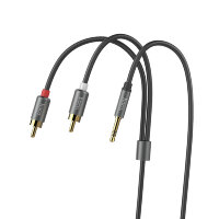 Аудио-кабель HOCO UPA10 double lotus, AUX, Jack 3,5 - RCA, 1.5 м, серый металлик, AUX - тюльпаны 6957531078142 (МСК)