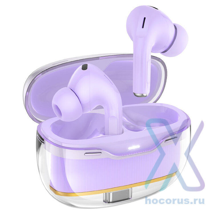 Bluetooth - гарнитура HOCO EW54, TWS вакуумные, BT5.3, 30/300mAh Purple  оптом