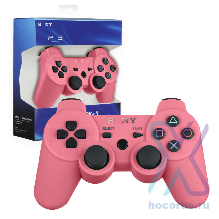 (ИСА.МСК) Джойстик PS3 (Bluetooth) беспроводной Розовый (logo) IS015978    оптом