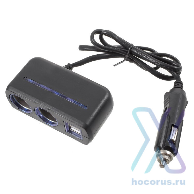 Разветвитель прикуривателя OLESSON 1638 2 гнезда+ 2 USB оптом