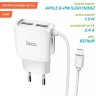 Зарядное устройство HOCO C59A 2*USB + Кабель Lightning, 2.4A, белый, быстрая зарядка 6931474707949 (МСК) оптом
