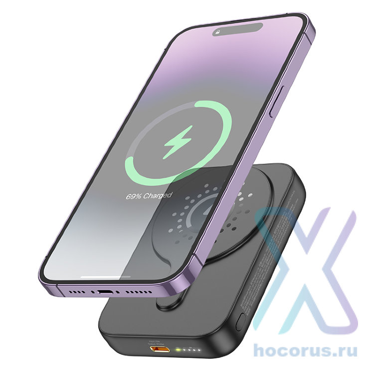 Портативный аккумулятор HOCO J117A Esteem, с беспроводной зарядкой, 2A, 10000 мА⋅ч, черный 6942007605823 (МСК) оптом