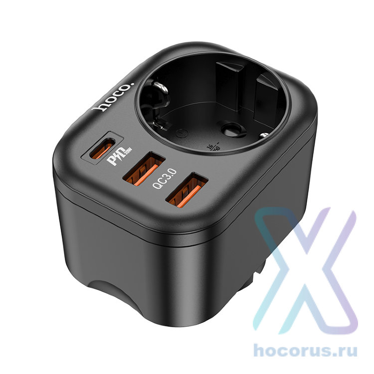 Сетевой фильтр HOCO NS3 Multifunctional, 1 розетка + 2 USB + Type-C, черный 6931474766168 (МСК) оптом