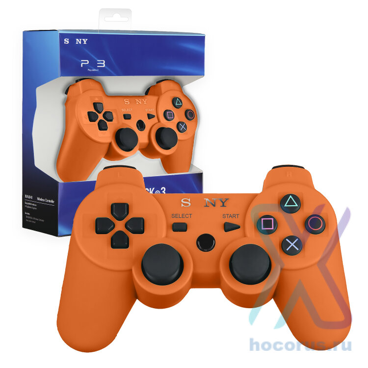 (ИСА.МСК) Джойстик PS3 (Bluetooth) беспроводной оранжевый (logo) IS791743 оптом