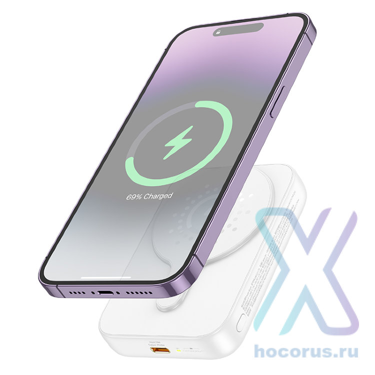 Портативный аккумулятор HOCO J117A Esteem, с беспроводной зарядкой, 2A, 10000 мА⋅ч, белый 6942007605830 (МСК) оптом