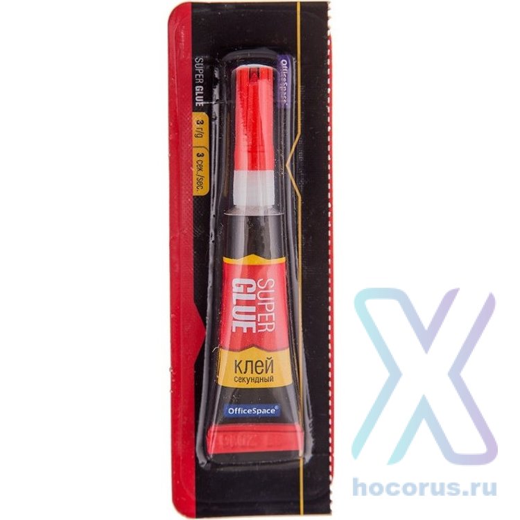 Клей секундный Super Glue, 3г, BL12, блистер-карта (цена за шт, кратно 12шт) 175901 OfficeSpace оптом