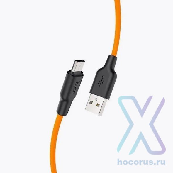 Кабель USB - microUSB HOCO X21+ 1m силиконовый Orange оптом