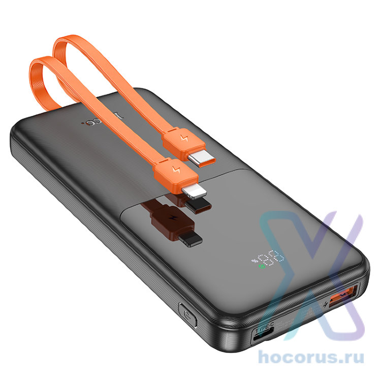 Портативный аккумулятор HOCO J119 Sharp charger 22.5W+PD20, 3A, 10000 мА⋅ч, черный 6942007606097 (МСК) оптом