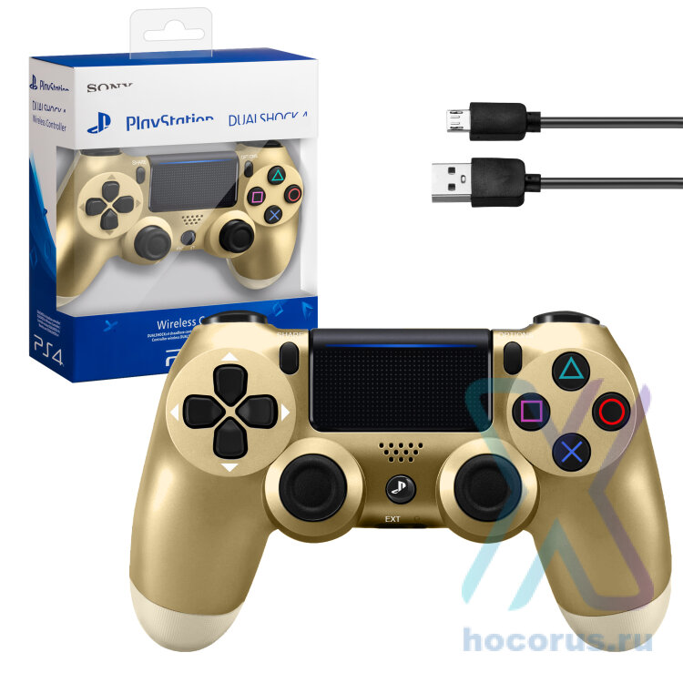 (ИСА.МСК) Джойстик PS4 DualShock беспроводной A золото (logo) IS007239   оптом