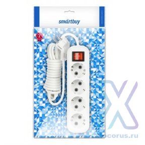 Удлинитель Smartbuy, 4 гнезда 3 метра 16А/3,5кВт с выкл. и заземлением ПВС 3х1,0 (SBE-16-4-03-ZS) оптом