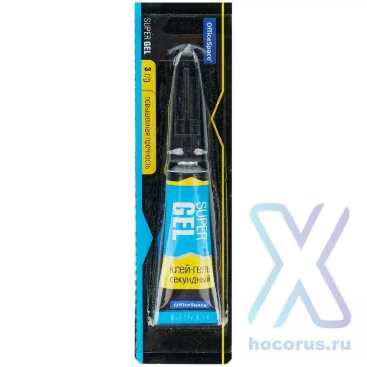 Клей секундный Super Gel, гель 3г, BL12, блистер-карта (цена за шт, кратно 12шт) 278009 OfficeSpace оптом