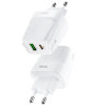 Зарядное устройство HOCO C85A Bright USB+USB-C, 3A, белый 6931474743374 (МСК) оптом