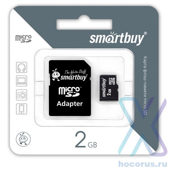2 Gb microSD Smartbuy с адаптером оптом