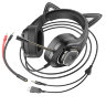 Проводные наушники HOCO W107 Cute, USB+Jack 3.5mm, phantom cat 6931474791252 (МСК) оптом
