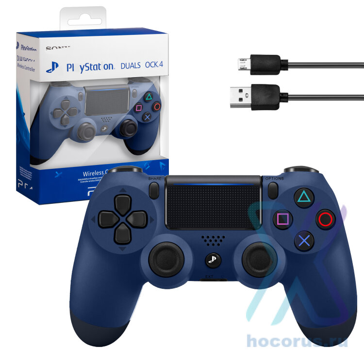 (ИСА.МСК) Джойстик PS4 DualShock беспроводной A темно синий (no logo) IS000561 оптом