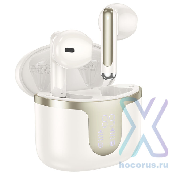 Беспроводные наушники HOCO EQ7 Snowflake, Bluetooth, 300 мАч, молочный 6942007617734 (МСК) оптом