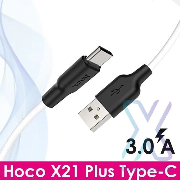 Кабель USB HOCO X21 Plus, USB - Type-C, 3A, 2 м, черный+белый 6931474713889 (МСК) оптом