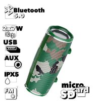 Беспроводная колонка HOCO BS40 Desire, Bluetooth, 2400 мАч, 7 Вт, зеленый камуфляж, FM, USB, AUX, TF 6931474730640 (МСК)