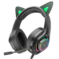 Проводные наушники HOCO W107 Cute, USB+Jack 3.5mm, elf cat 6931474791269 (МСК)