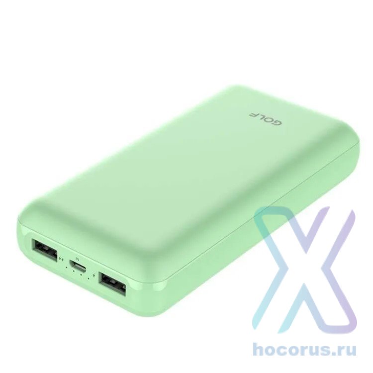 Внешний аккумулятор GOLF G57 20000mAh 2.1+ кабель micro Green оптом