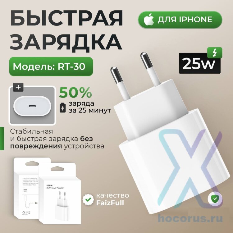 (МСК) СЗУ блок PD RT30 25W Быстрая зарядка (real 25W) R53573 оптом