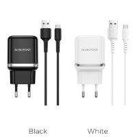 СЗУ BOROFONE BA36A 18W USB + кабель Type-C White быстрая зарядка
