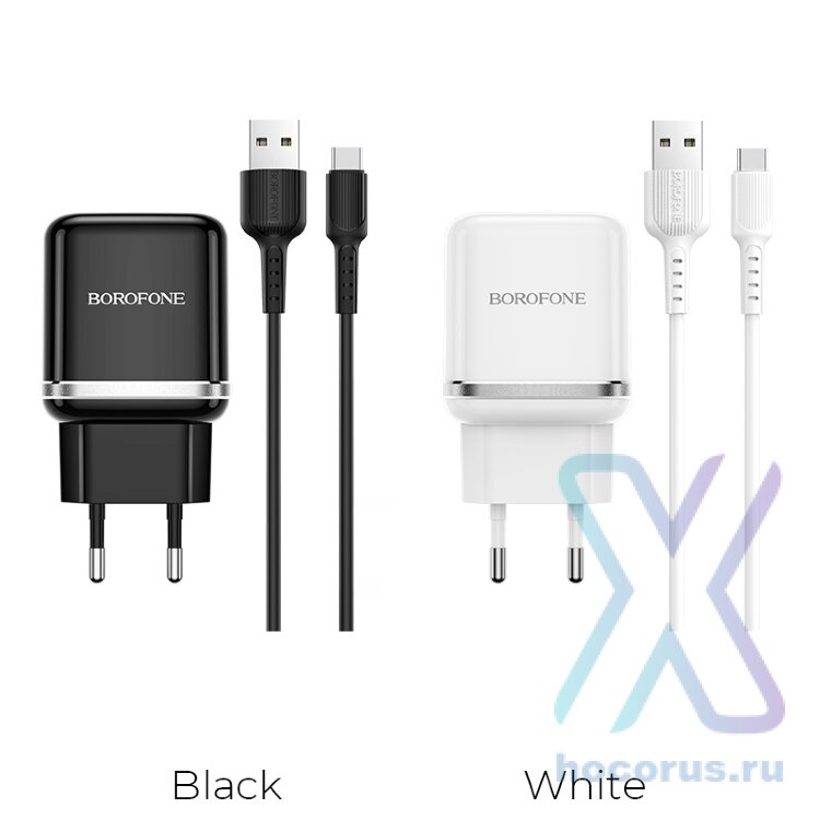 СЗУ BOROFONE BA36A 18W USB + кабель Type-C White быстрая зарядка оптом