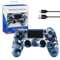(ИСА.МСК) Джойстик PS4 DualShock беспроводной AA хаки синий (no logo) IS003793