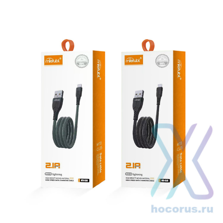 Кабель Mietubl MTB-CL05 USB-Lightning 2.1A 1м Braided Grey (мятая упаковка) оптом