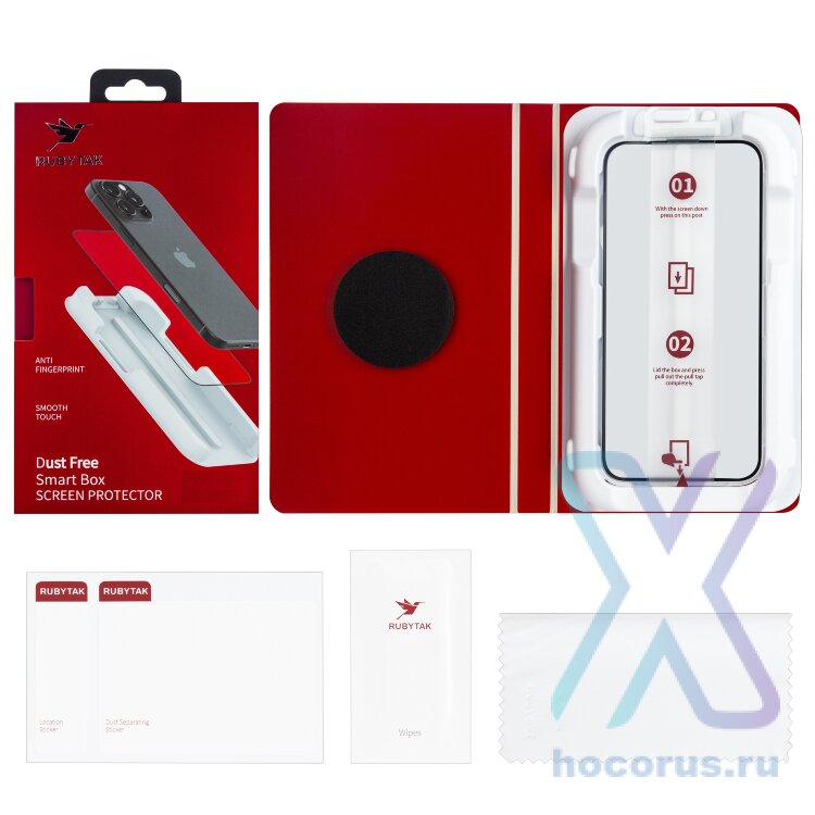 (ИСА.МСК) Защитное стекло RUBYTAK  iPh17 Pro Max  Silk print   с аппликатором IS800467 оптом