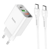 Зарядное устройство HOCO C100A USB+Type-C + Кабель Type-C-Type-C, 20W, белый 6931474769824 (МСК)