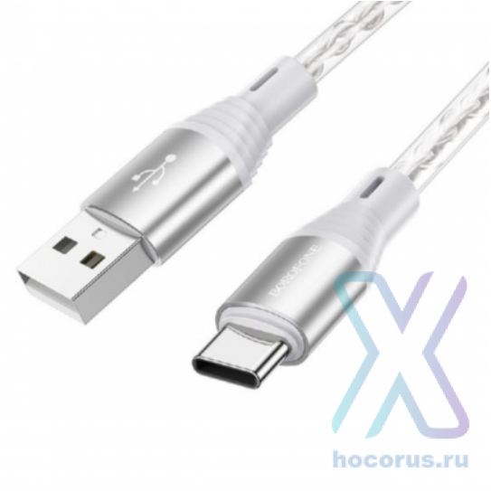 Кабель USB - Type-C BOROFONE BX96 Ice crystal silicone charging data cable Type-C gray оптом