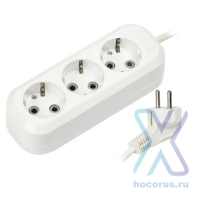 Удлинитель New, 3 гнезда 5 метров 16А/3,5кВт с заземлением ПВС 3х1,0 мм? (SBE-16-3-05m-Z)/32 оптом