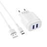Зарядное устройство BOROFONE BA37A 2.4A 2USB + кабель Type-C White оптом