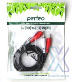 Кабель 2xRCA (M) - 2xRCA (M) PERFEO 1m оптом