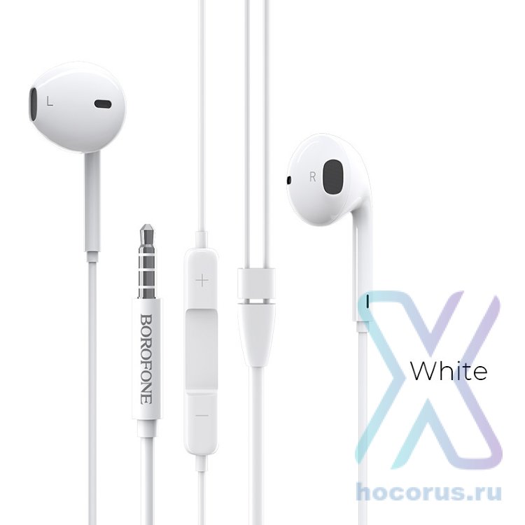Проводные наушники BOROFONE BM30 Original, Jack 3.5mm, 1.2 м, белый, контроллер с микрофоном 6931474703606 (МСК) оптом