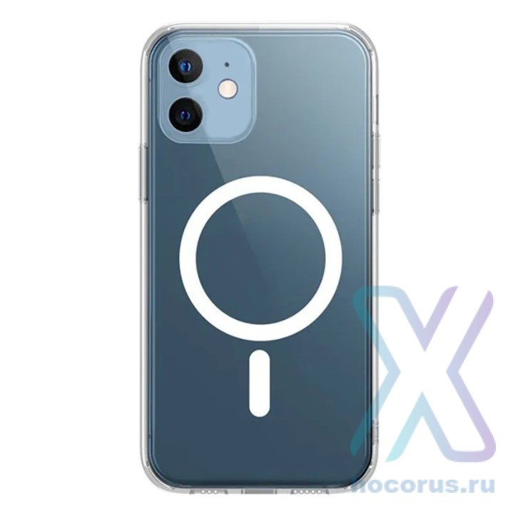 Накладка силиконовая MaSafe IPhone 12 прозрачная, беспроводная зарядка оптом