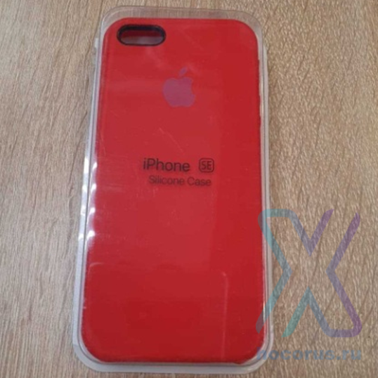 Silicone Case iPhone 5G/5S/5SE красный Накладка силиконовая под оригинал "с логотипом" 00-00044635 (МСК) оптом