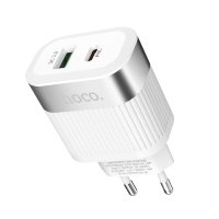 Зарядное устройство HOCO C58A Prominent USB+USB-C, 3A, белый 6931474741523 (МСК)
