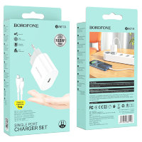 Зарядное устройство BOROFONE BA61A Origin Type-C + Кабель Type-C/Lightning, 2.1A, белый 6974443381146 (МСК)