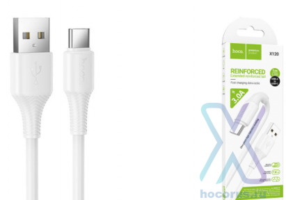 Кабель HOCO X120 USB-Type-C 3A 1м PVC White оптом