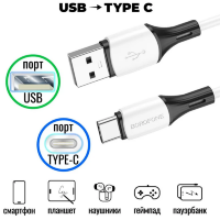 Кабель USB - Type-C BOROFONE BX79 1m силиконовый 3A white