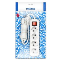 Удлинитель Smartbuy, 4 гнезда 2 метра 16А/3,5кВт с выкл. и заземлением ПВС 3х1,0 (SBE-16-4-02-ZS)