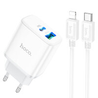 Зарядное устройство HOCO C105A Stage USB+Type-C + Кабель Type-C-Lightning, PD20W, белый 6931474782939 (МСК)