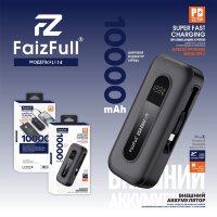 (МСК) Power Bank MINI 10,000mAh FL114 PD22,5W Выдвижной кабель Type-c 60см черный R54133