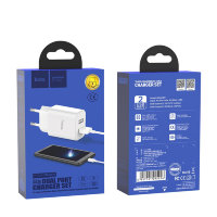 Зарядное устройство HOCO C62A Victoria 2*USB + Кабель USB-Type-C, 2.1A, белый 6957531095026 (МСК)